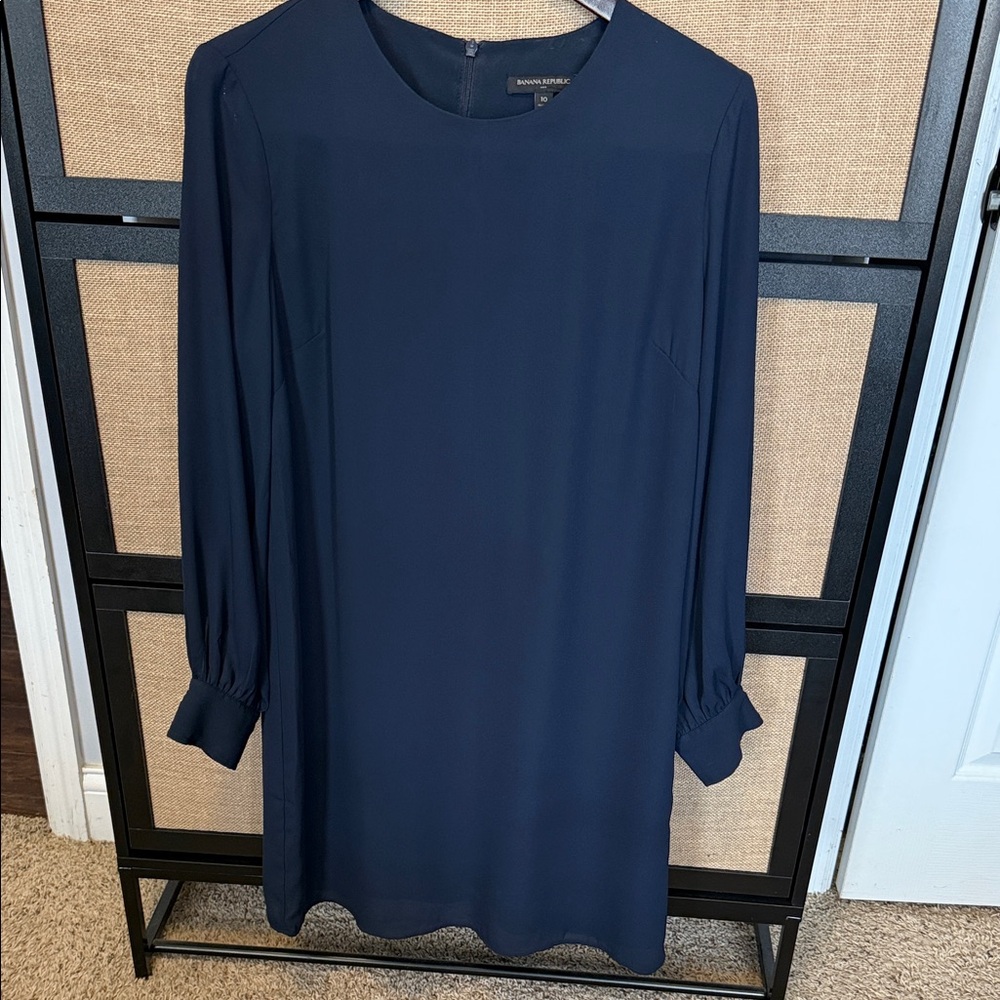 Banana Republic Classic Long Sleeve Navy Dress- worn 1 time only